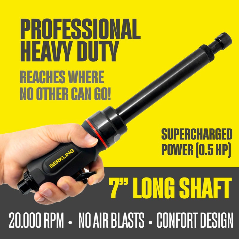 Berkling Tools 1/4" 115 Degree Angle Air Die Grinder â€“ Professional-Grade Heavy-Duty Pneumatic Grinder with Variable Speed Control for Precision Grinding, Polishing & Sanding - Image 2